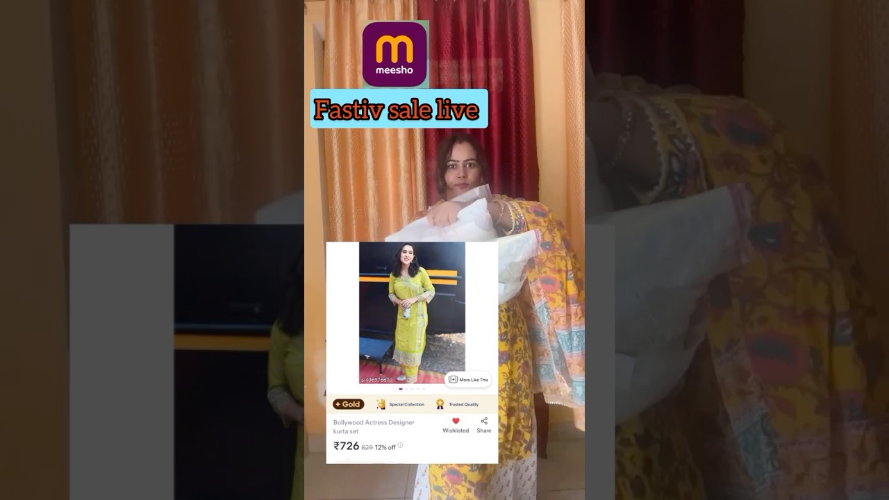 Meesho Fastiv sale live 💕#unboxing #fastivalspecial #kurtaset #shorts #grom #artichaudhary