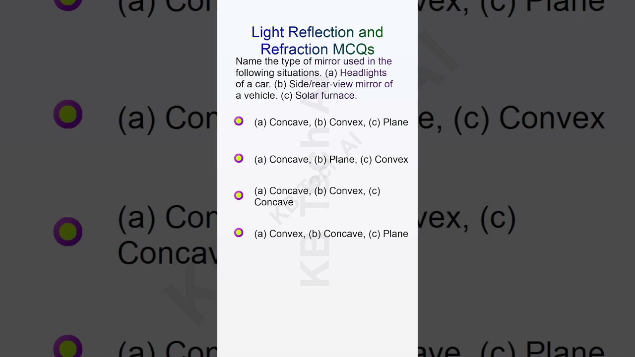 TOP 50 MCQ Light Reflection and Refraction 23