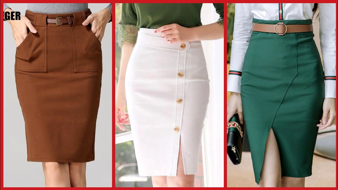 Office Wear Midi Pencil Skirt Designs For Business Womens