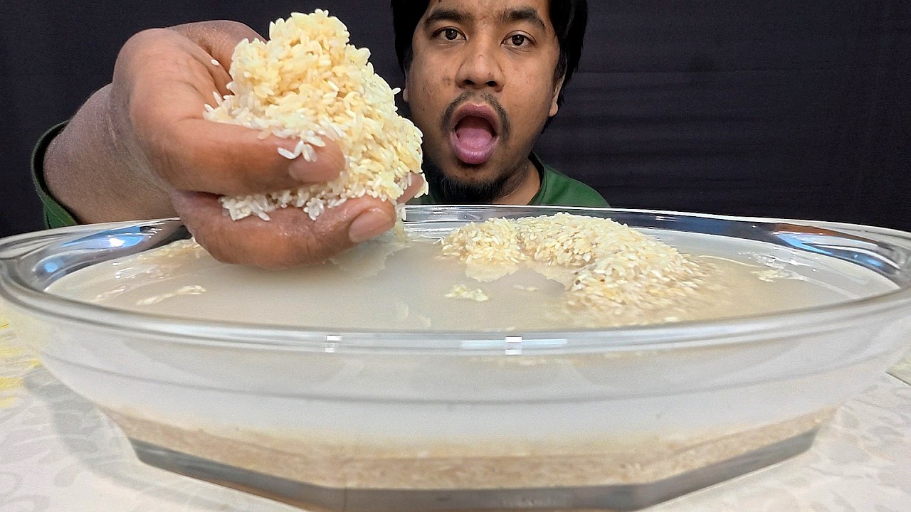 HARD RAW RICE & WATER EATING CHALLENGE WITH HAND 😋 | RAW RICE EATING ASMR | RAW RICE MUKBANG