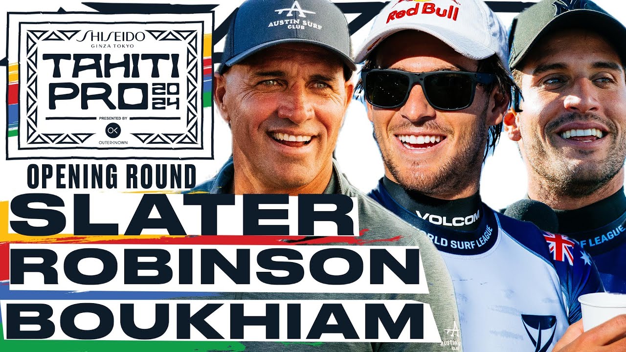Kelly Slater, Jack Robinson, Ramzi Boukhiam | SHISEIDO Tahiti Pro pres by Outerknown 2024