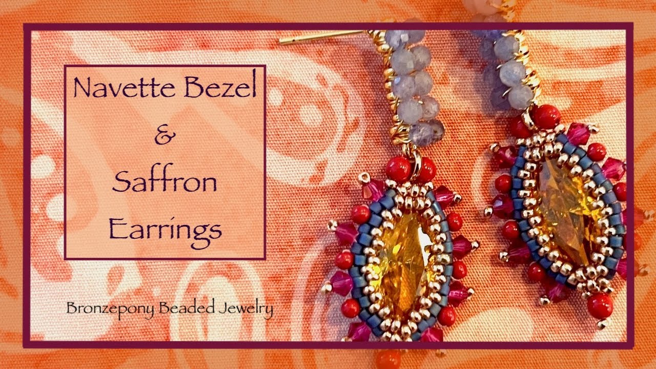 Navette Bezel & Saffron Earrings