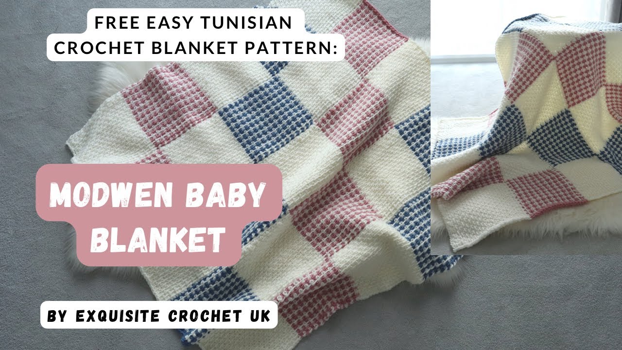 Beautiful Tunisian crochet baby blanket: Modwen Baby Blanket [step by step tutorial]