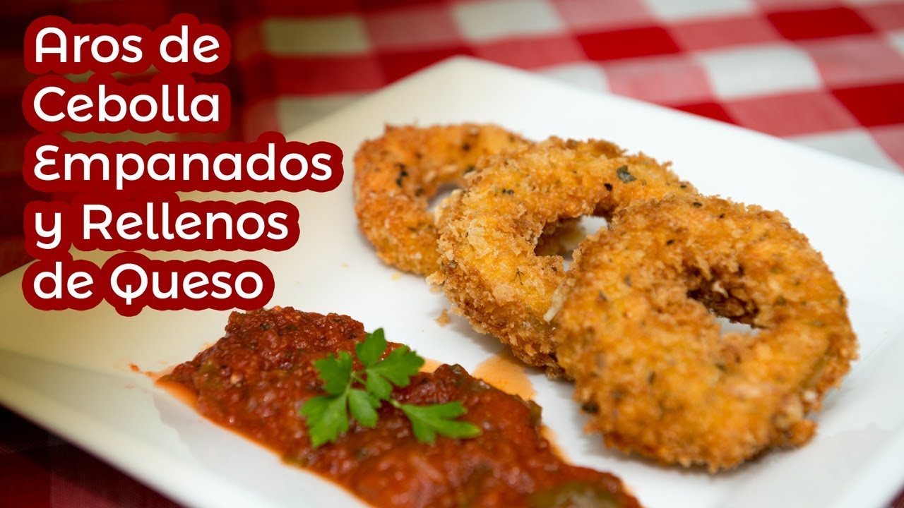 Aros de Cebolla con Queso y Empanado Italiano