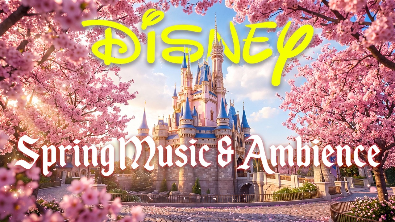 Disney World Music & Spring Ambience🌸Peaceful Music for Relax & Sleep🏰Cherry Blossom at Disneyland