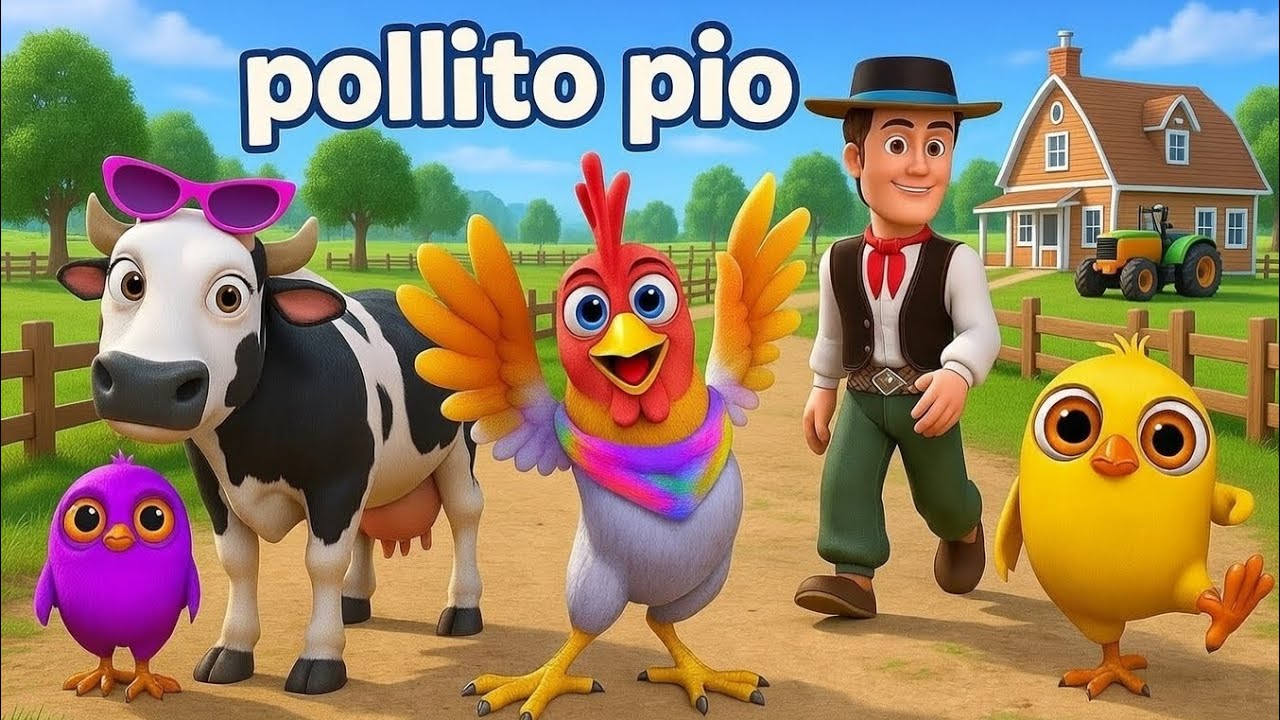 El Pollito pío 3d - el Toro y el Tractor de la Granja -el Pollito pio episode 028