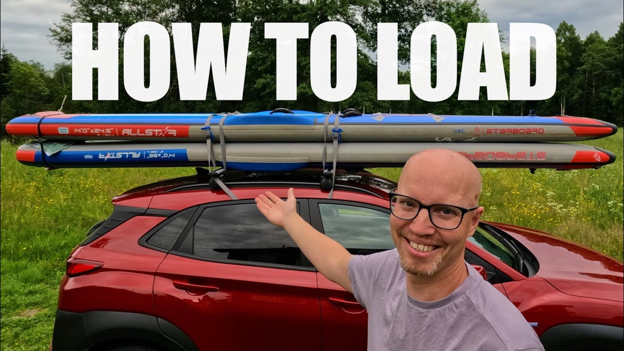 How to load 14' iSup paddle boards to car roof rack.