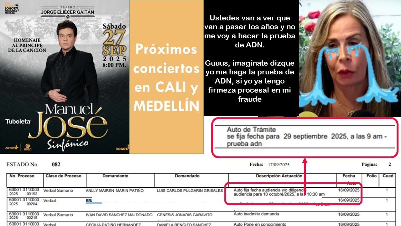 #ManuelJoséTour2025|#AdrianaArbeláez pretende culpar de sus D3L&TOS a Margalli|Prueba de ADN29/09/25