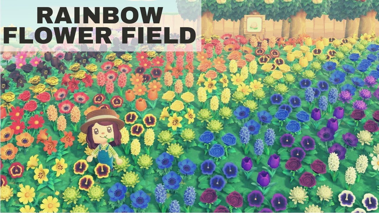 Making a RAINBOW FLOWER FIELD Using All Flower Breeds (Speed Build)| Animal Crossing New Horizons
