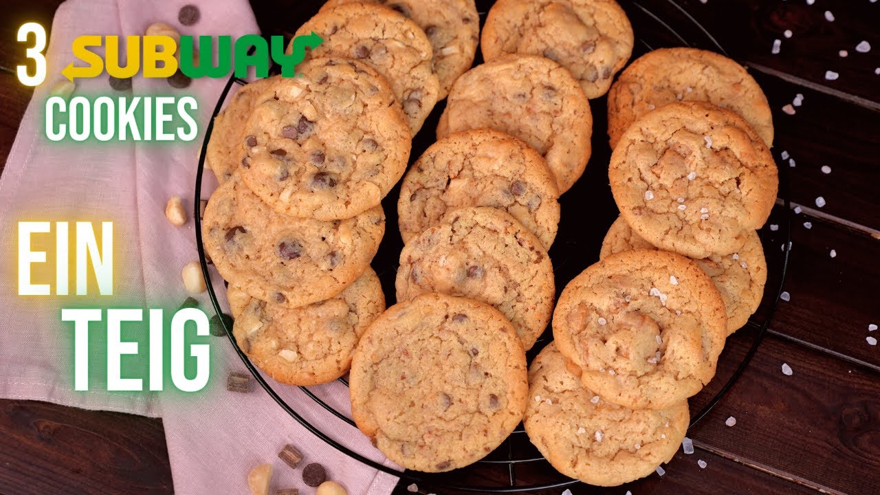 20 Minuten Subway Cookie Platte ohne Kühlzeit I 3 Sorten aus nur einem Teig