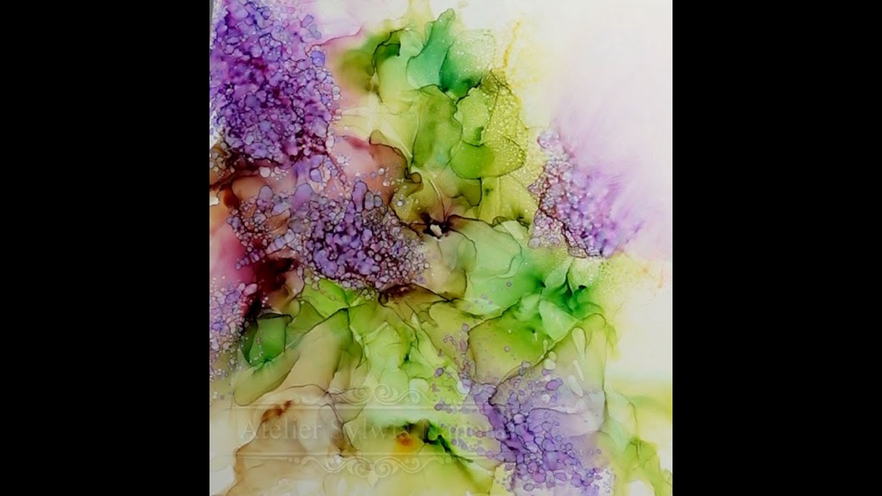Alkoholtinte Malerei - Flieder im Frühling | Alcohol Ink Painting - Lilacs in Spring