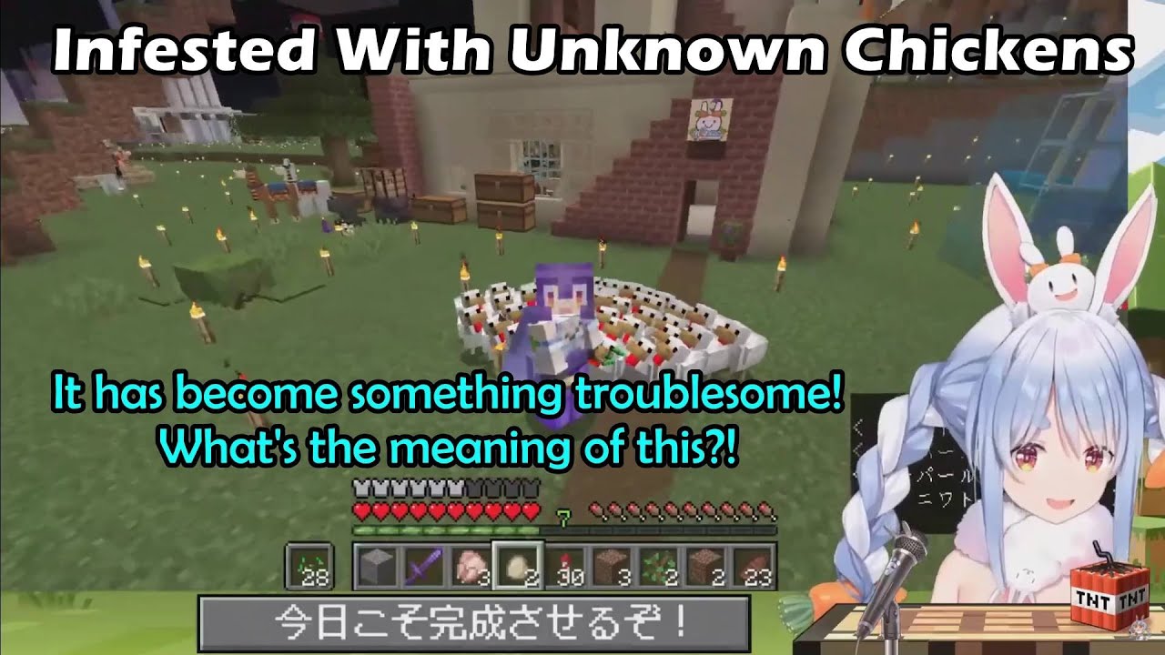 Pekora Finds Out That Her House is Infested With Pack of Chickens After Building In EN Server