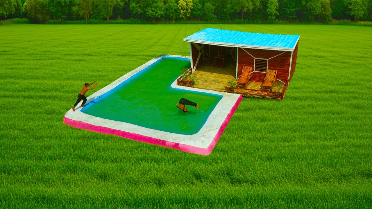 Secret Bamboo House with Pool in the Jungle Fields!😲🌾🏊‍♂️