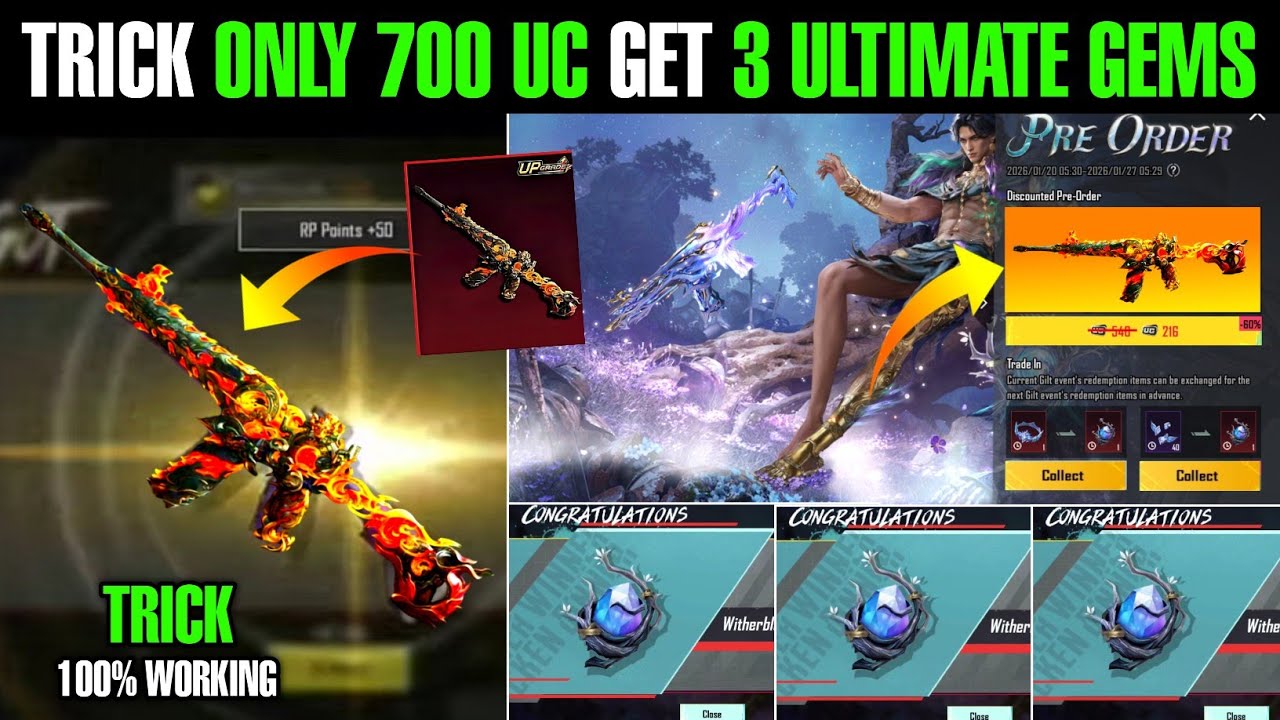 Trick Only 700 Uc Get 3 Ultimate Gems🤫 | How To Get M416 Skin In Bgmi 
