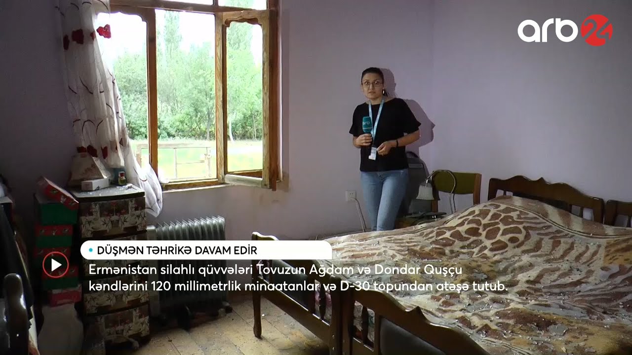 Tovuzun Dondar Quşçu kəndi 120 millimetrlik minaatanlar və D-30 topundan atəşə tutulub - ARB24