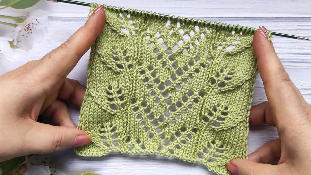 Lace Leaf Knit Stitch | Ajour-Blattmuster stricken | Punto Hojas Caladas| Point de Feuilles Ajourées