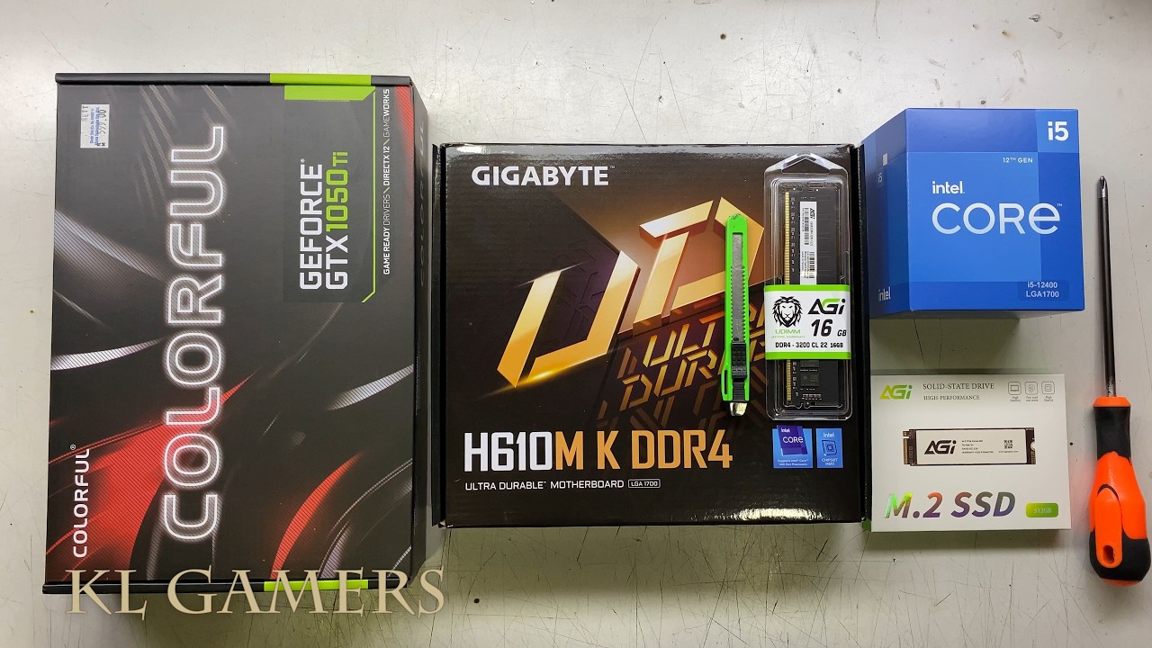 intel Core i5 12400 GIGABYTE H610M K DDR4 COLORFUL GTX1050Ti Budget Gaming PC Build