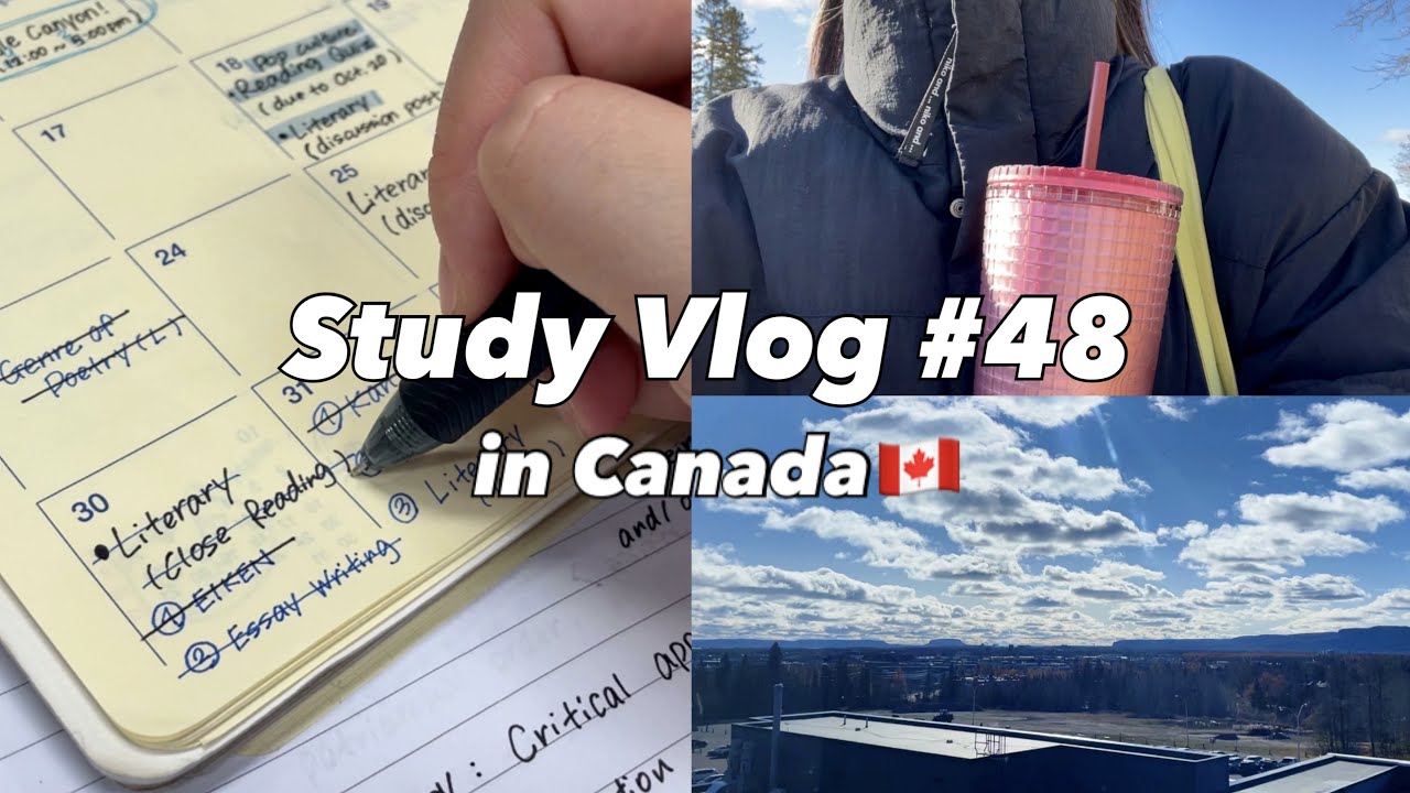 Study Vlog #48【ENG】提出物に追われ、週の大半を図書館で過ごす留学生｜カナダ留学、勉強、筋トレ、料理