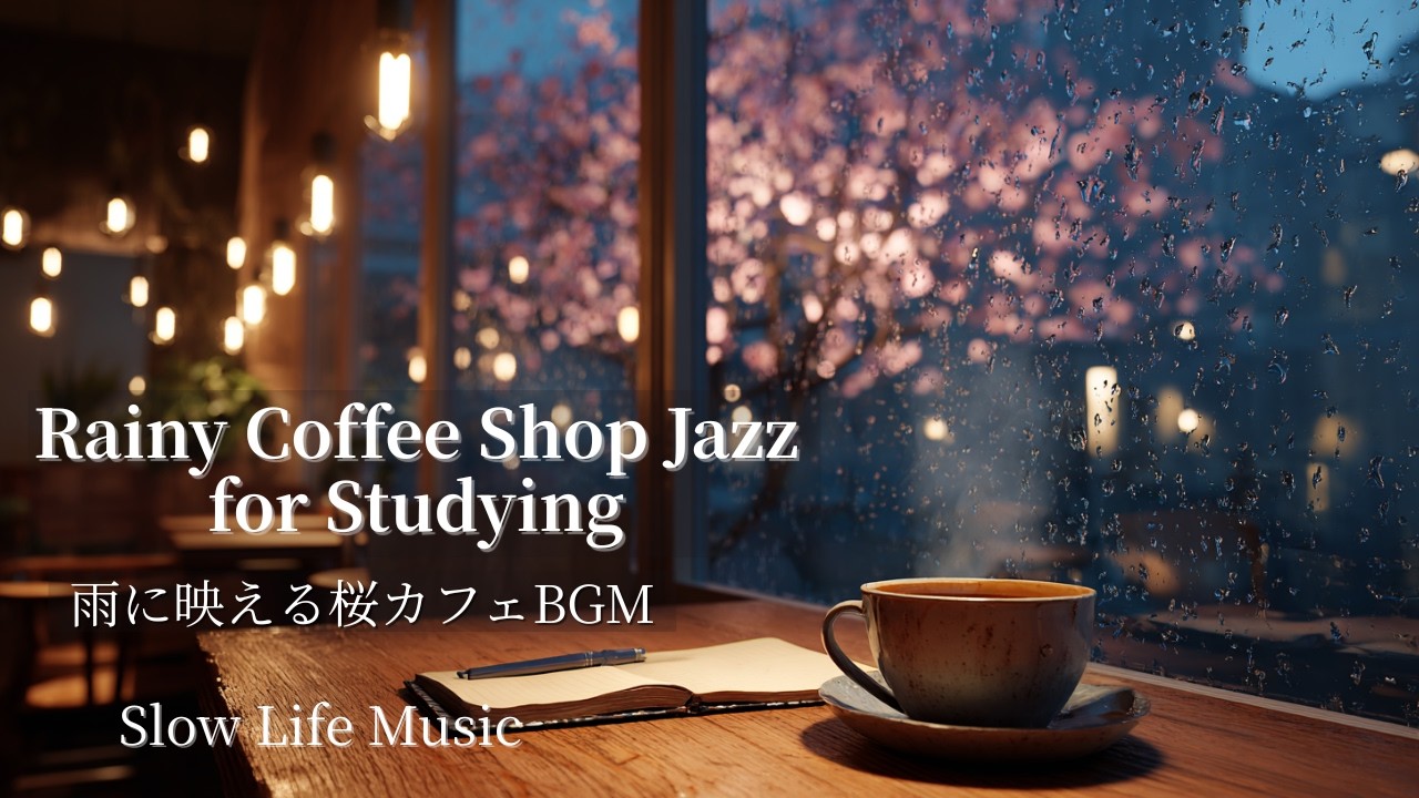 Rainy Coffee Shop Jazz for Studying｜雨に映える桜カフェBGM【春カフェ・作業用BGM】