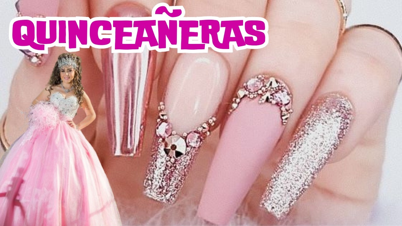 🟣 ¡Imperdibles! UÑAS para 15 AÑOS Color Palo de ROSA | Tendencia QUINCEAÑERAS 2024