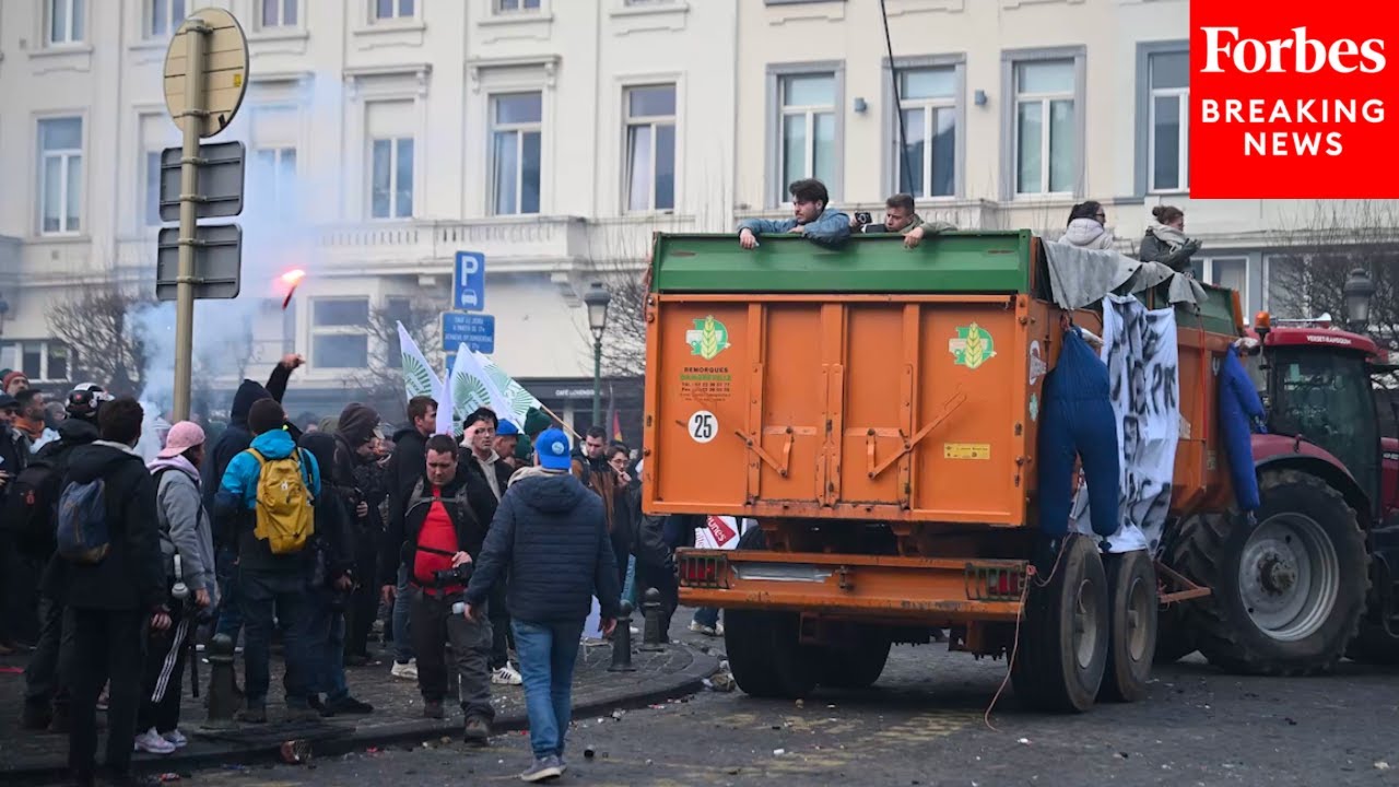 European Farmers Protest Potential EU Trade Deal With South American Countries In Brussels, Belgium