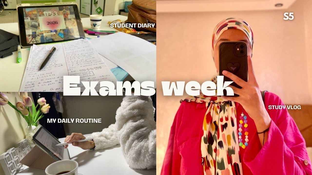 Exams week vlog!📚  دوزوا معايا سيمانة تاع الامتحانات (study vibes, cafe, résumes ) 🪴🧸