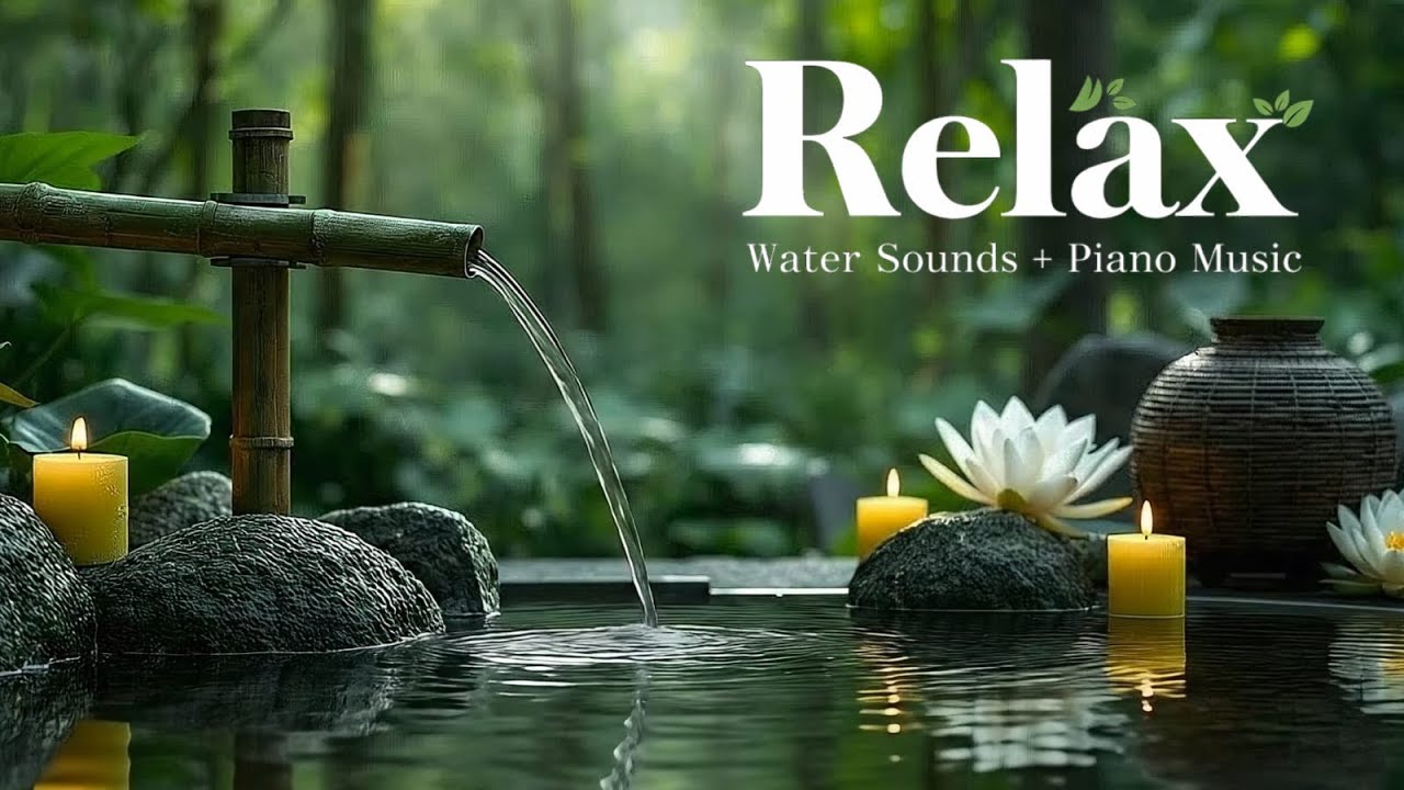 Relaxing Music Relieves Stress, Anxiety, and Depression 🌿 Bamboo Water Sounds + Healing Piano Music