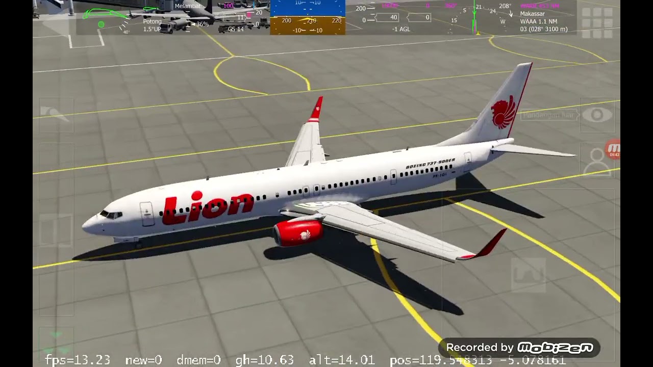 Aerofly FS Global 2025 B737-900ER Livery Lion Air Route Makassar UPG - Surabaya SUB Cold And Dark
