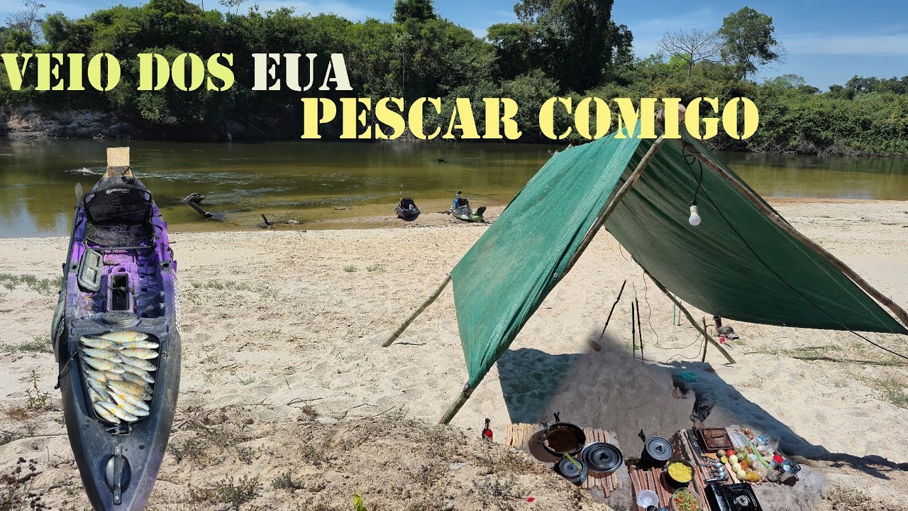 “Acampamento e pescaria com seguidor dos EUA”