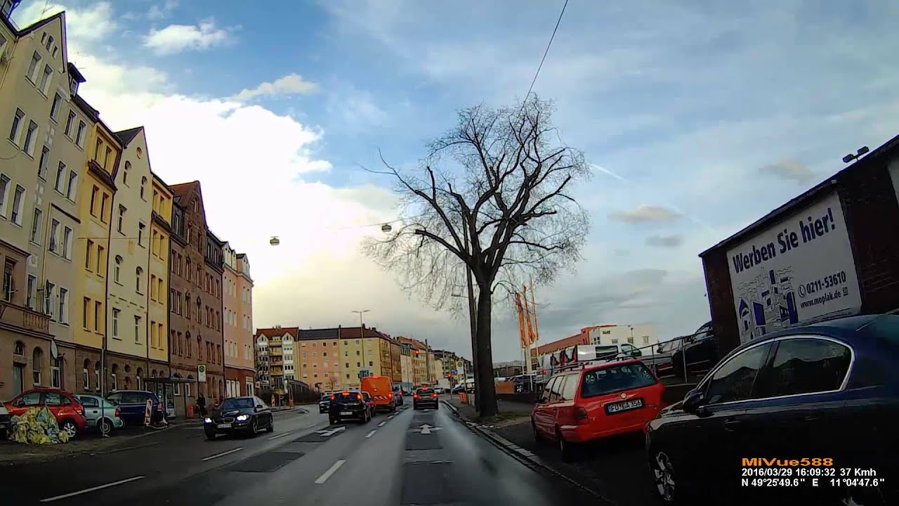 D: Stadt N&uuml;rnberg. Fahrt durch die Frankenstra&szlig;e. M&auml;rz 2016