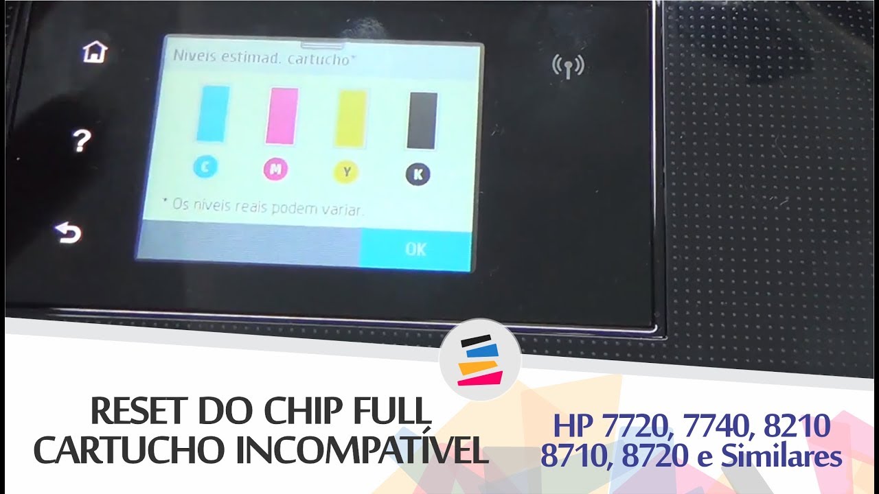 Tutorial - Reset do Chip Full Aviso Cartucho Incompatível HP 7720, 7740, 8210, 8710, 8720 - SULINK
