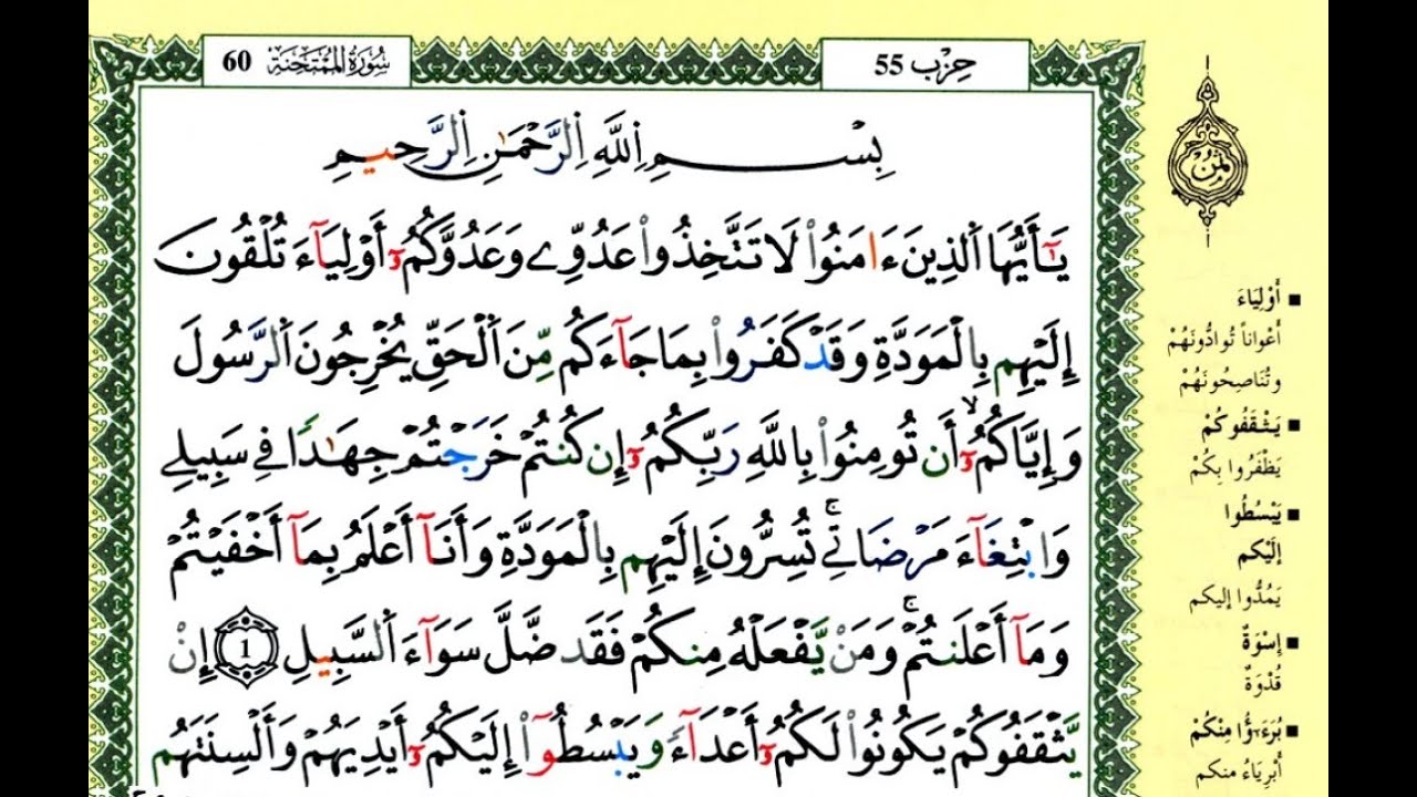 سورة الممتحنة للقارئ ياسين الجزائري برواية ورش