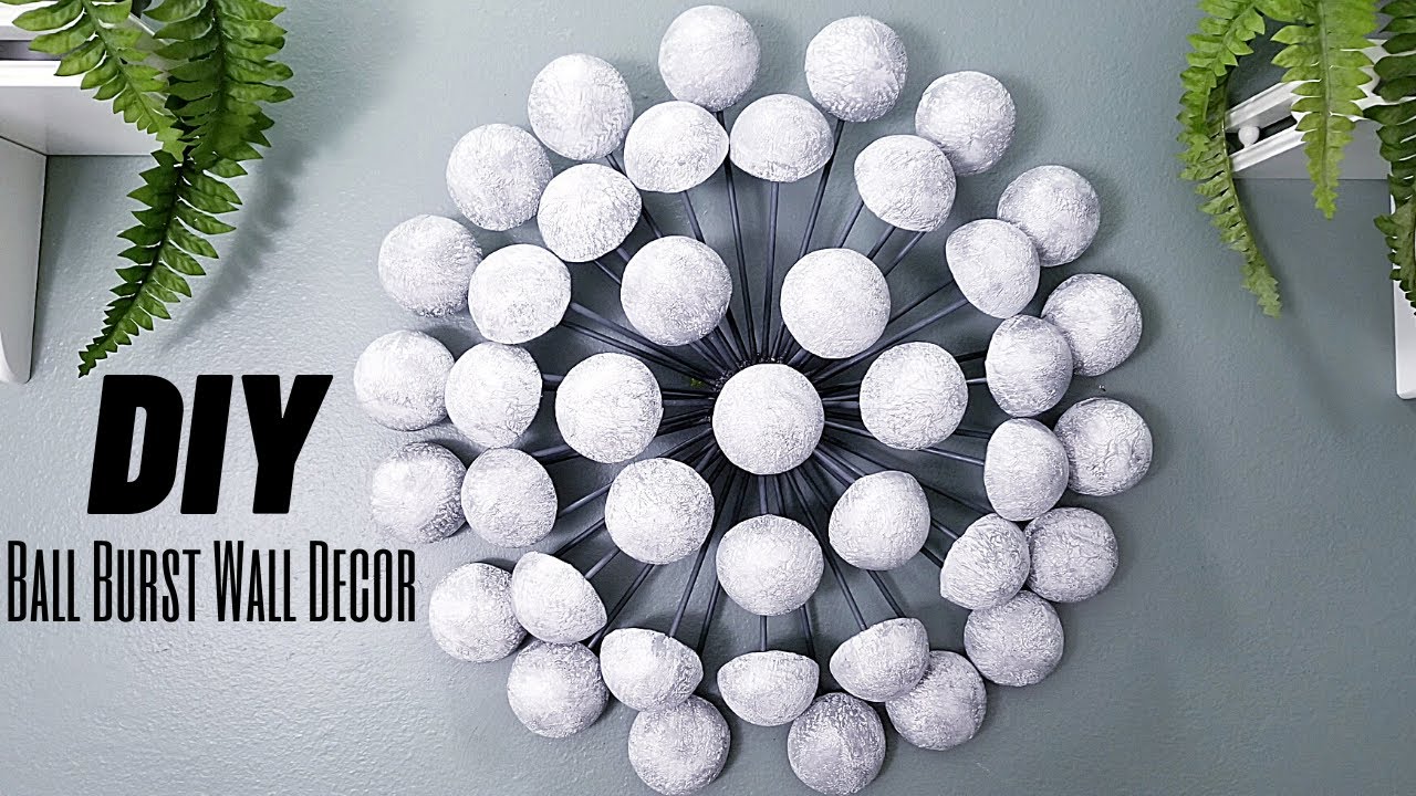 Modern Wall Decor Ball Burst DIY | #diyglam Silver Wall Decor #diyhomedecor