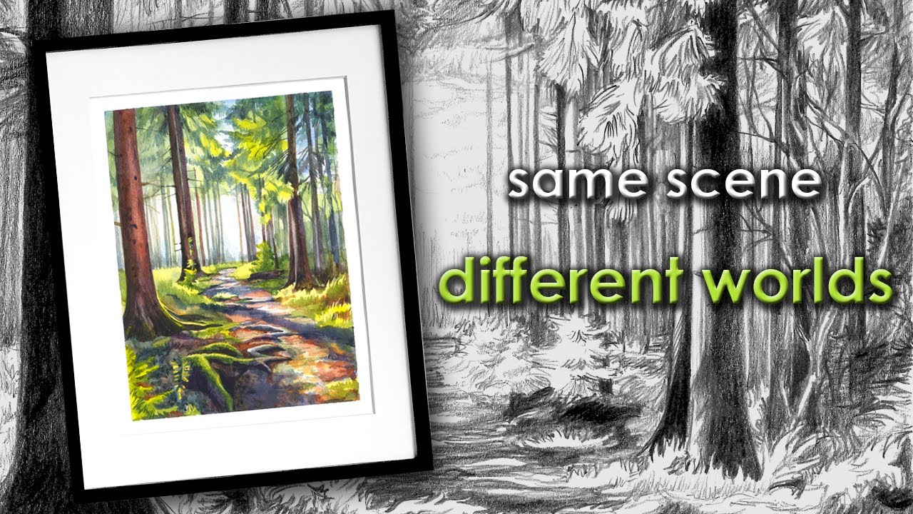 From Pencil to Watercolor: I Drew and Painted the Same Forest Scene and Here is What Happened