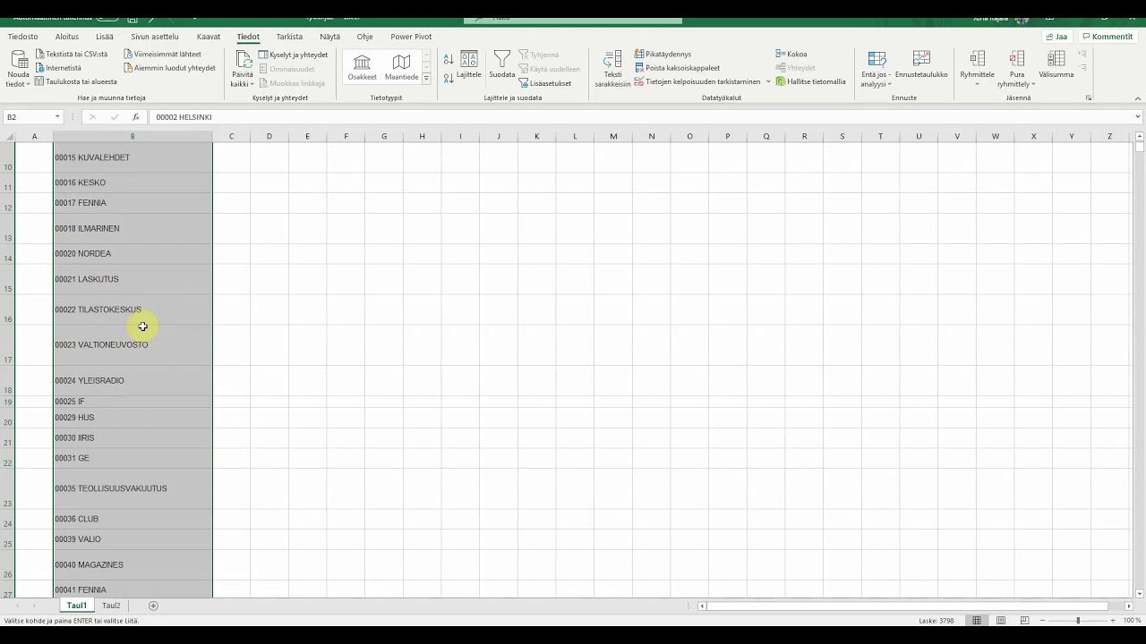 Tietojen kelpoisuuden tarkistaminen