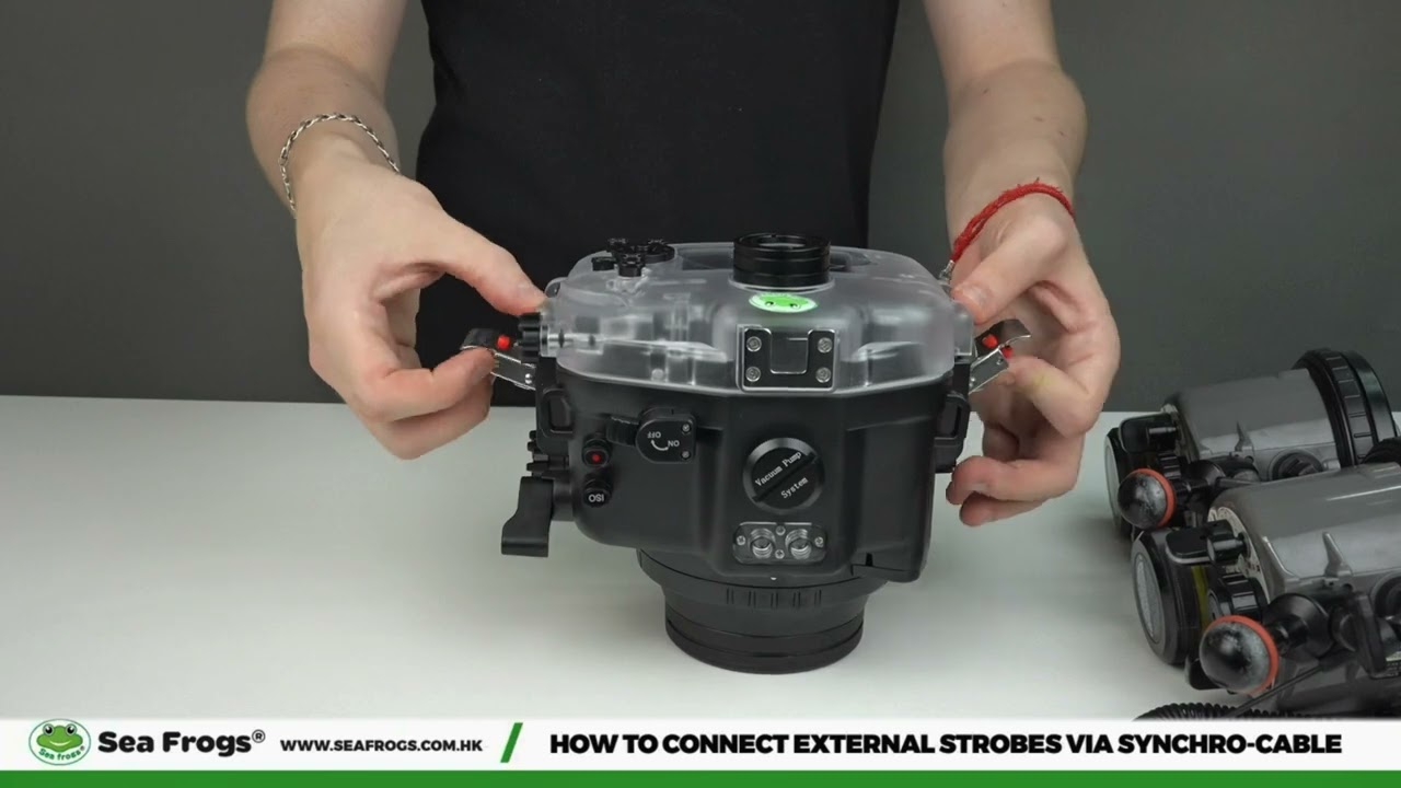 SeaFrogs Waterproof Housing for the Canon EOS R50 camera.