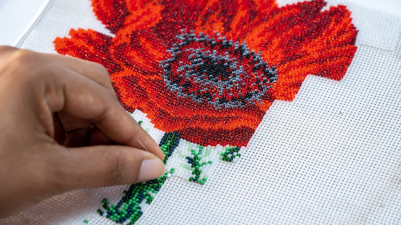 Unboxing & Creating 'The Poppy' Mini Bead Embroidery Kit
