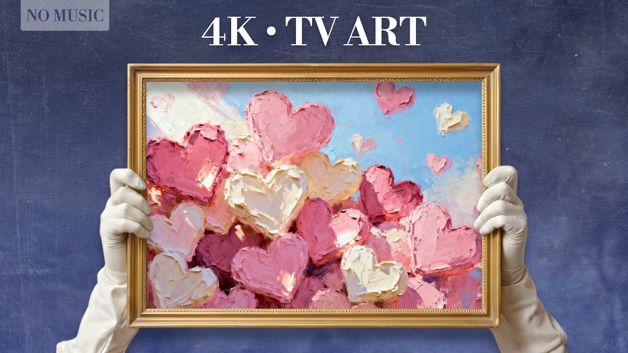 Romantic Pink Hearts 4K Impasto Oil Painting | Samsung Frame TV Art | No Music 2 Hours