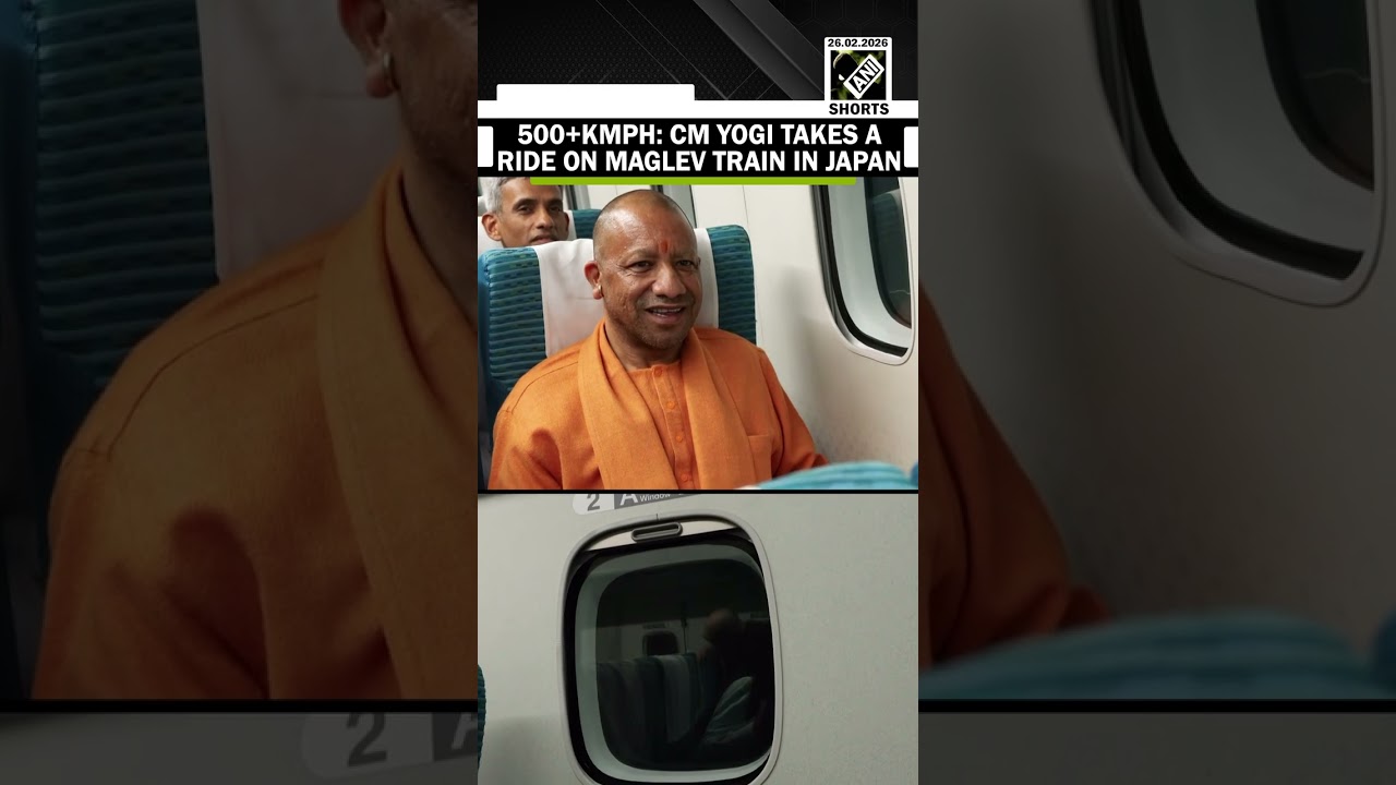 Uttar Pradesh CM Yogi Adityanath takes a ride on the Maglev train in Yamanashi, Japan
