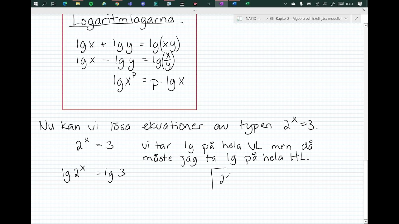 Matematik 2c - Kapitel 2 - 2.3 Logaritmlagarna