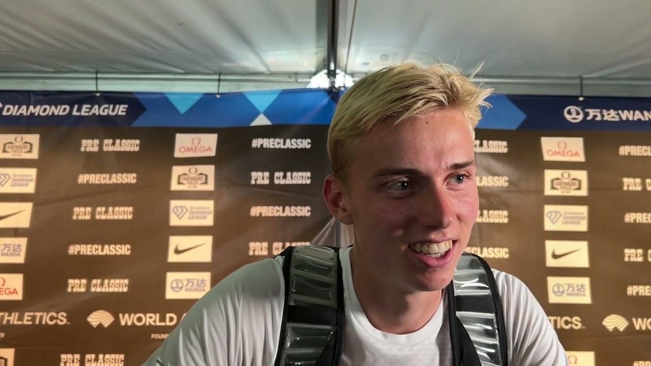 Niels Laros After Beating Yared Nuguse In 3:45.94 To Win Bowerman Mile At Prefontaine Classic
