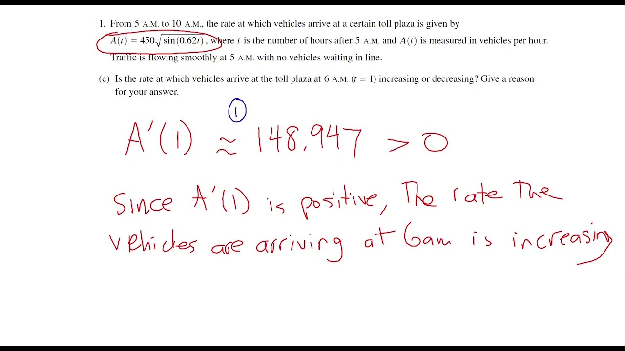 2022 AP Calculus AB FRQ #1 - Rate