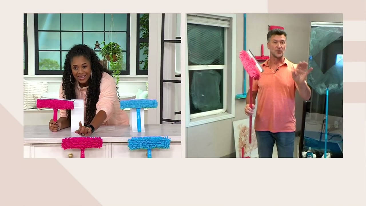 TidyUps Window Cleaner w/ Squeegee & Microfiber Cleaning Heads on QVC