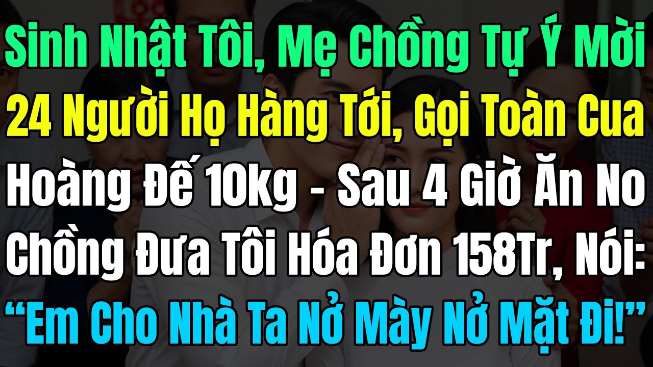 Sinh Nhật Tôi, Mẹ Chồng Mời 24 Người Họ Hàng Ăn Cua Hoàng Đế 10Kg, Sau 4h Ăn No Chồng Đưa Đơn 158Tr