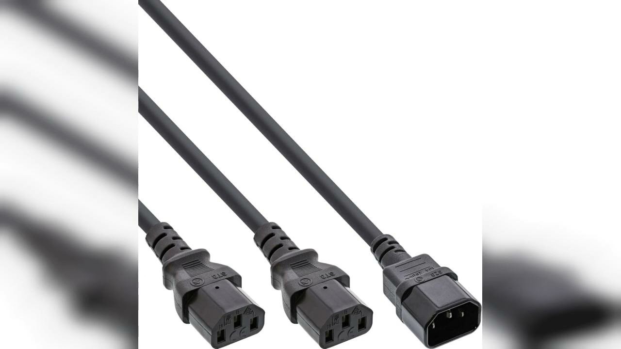 Rezension: InLine 16633 Netz-Y-Kabel, Kaltgeräte, 1x IEC-C14 auf 2x IEC-C13, 1,8m