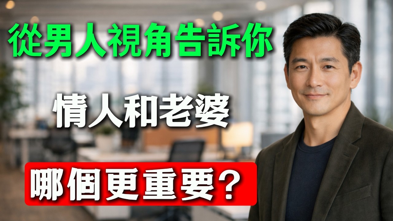 從男人視角告訴你：情人和老婆哪個更重要？真相句句紮心！