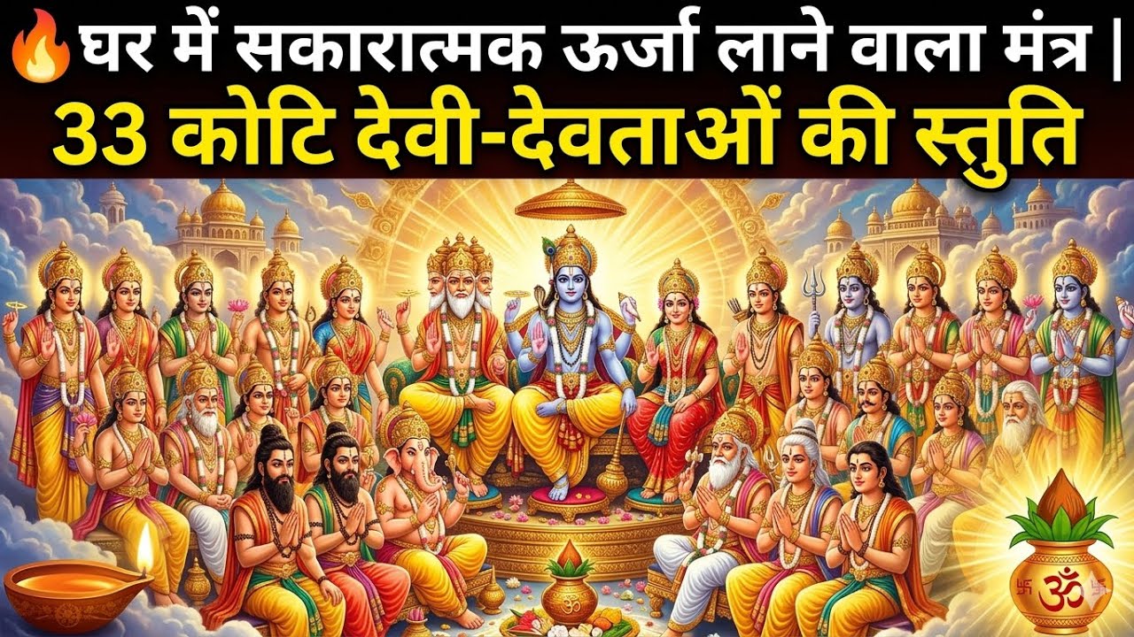 🔥 घर में सकारात्मक ऊर्जा लाने वाला मंत्र | 33 कोटि देवी-देवताओं की स्तुति Ghar Shanti MantraI