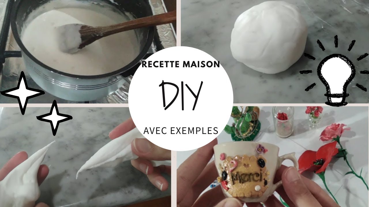 RECETTE✔️ MAISON DE LA PATE FIMO [pâte qui sèche à l'air] N°2 [Tuto] AVEC EXEMPLES😍 #porcelaine