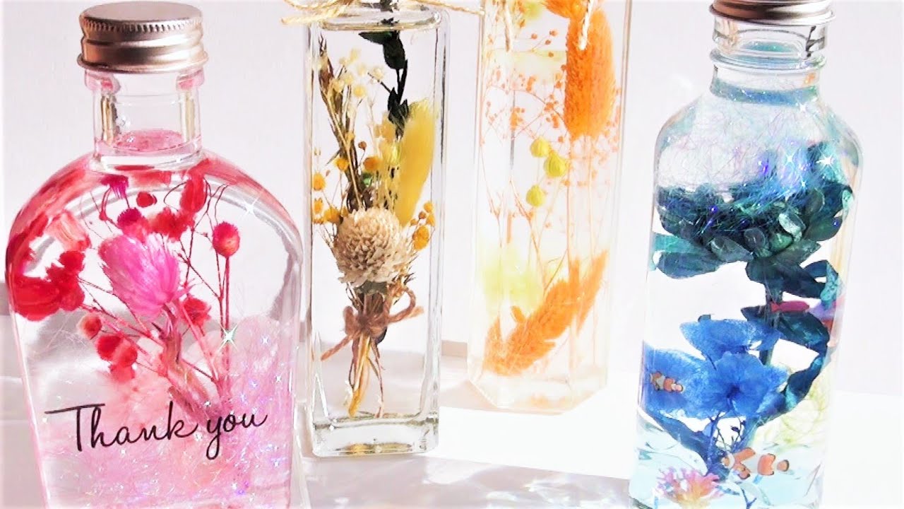 【100均ハーバリウム】100均材料で作る！簡単ハーバリウム-Made with 100-yen shop materials! Easy herbarium-