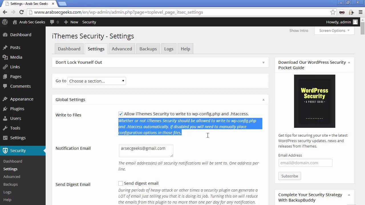 iThemes Security for WordPress: Automatic Database Backups